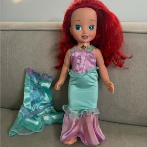 Disney Ariel Mermaid Doll with Red Hair and Aqua Outfit and Tail Dress